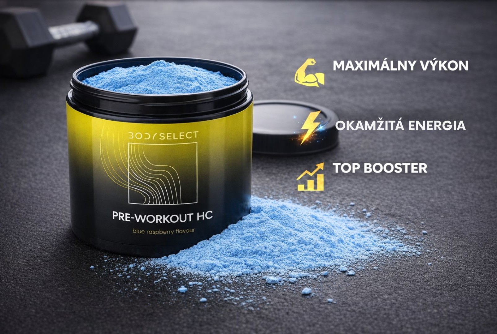 Predtréningový stimulant Modrá malina, top booster pre tréning, BoddyMind