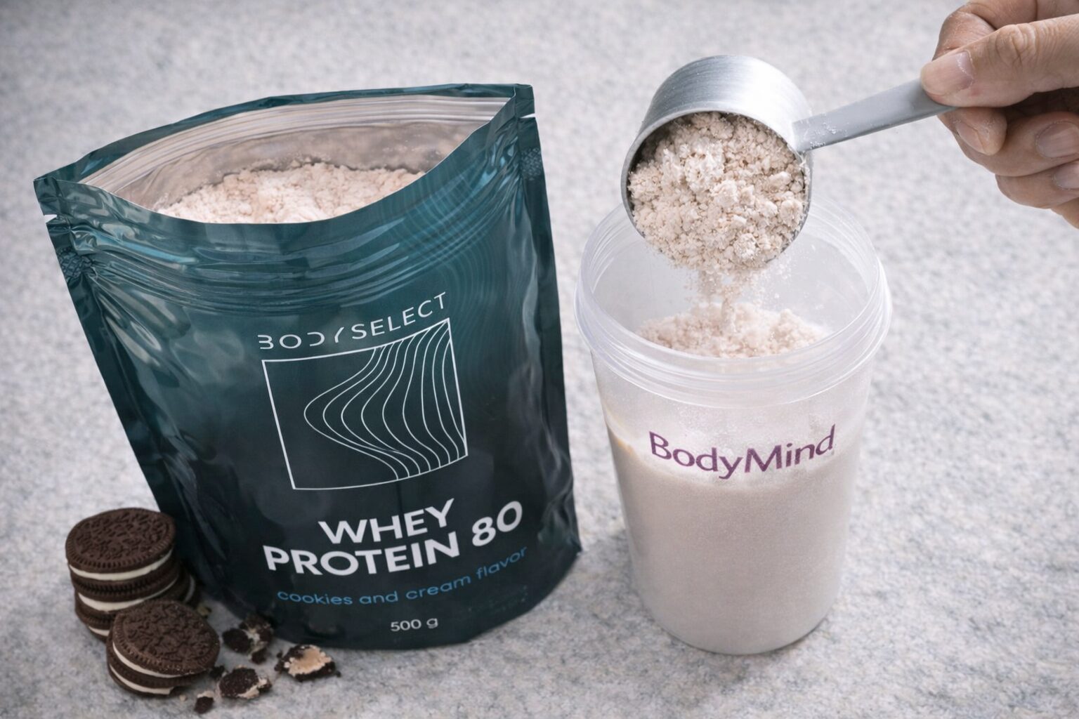 Whey proteín Cookies and cream, ochrana a regenerácia svalov, BodyMind