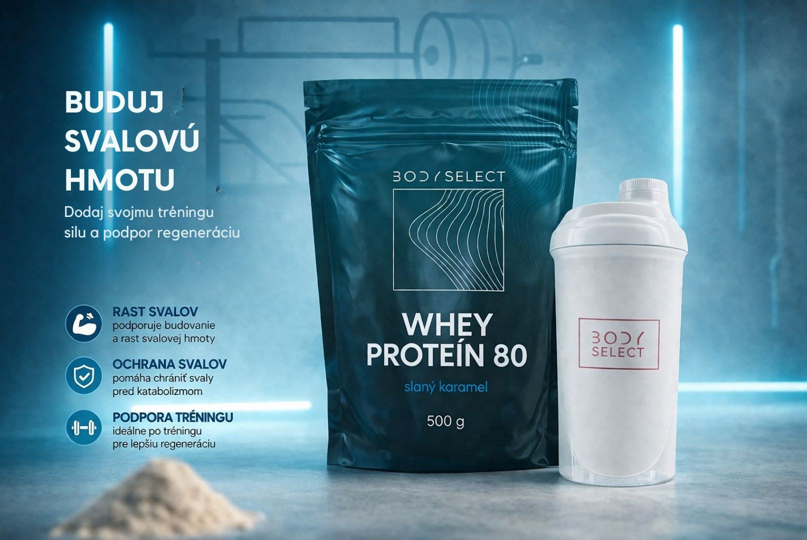 Srvátkový proteín Slaný karamel, budovanie svalov, BodyMind