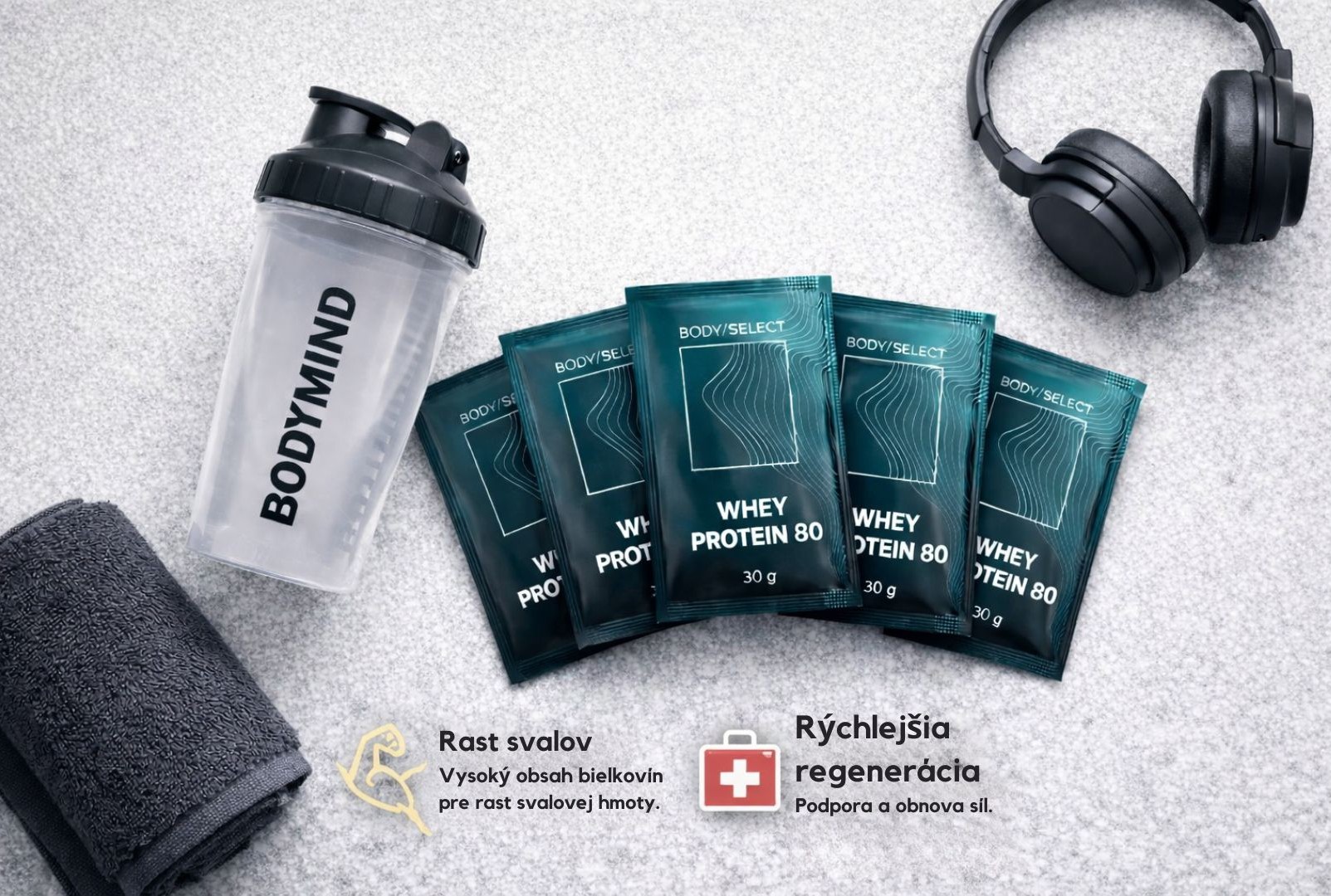 Srvátkový proteín vzorky, rast svalov, BodyMind