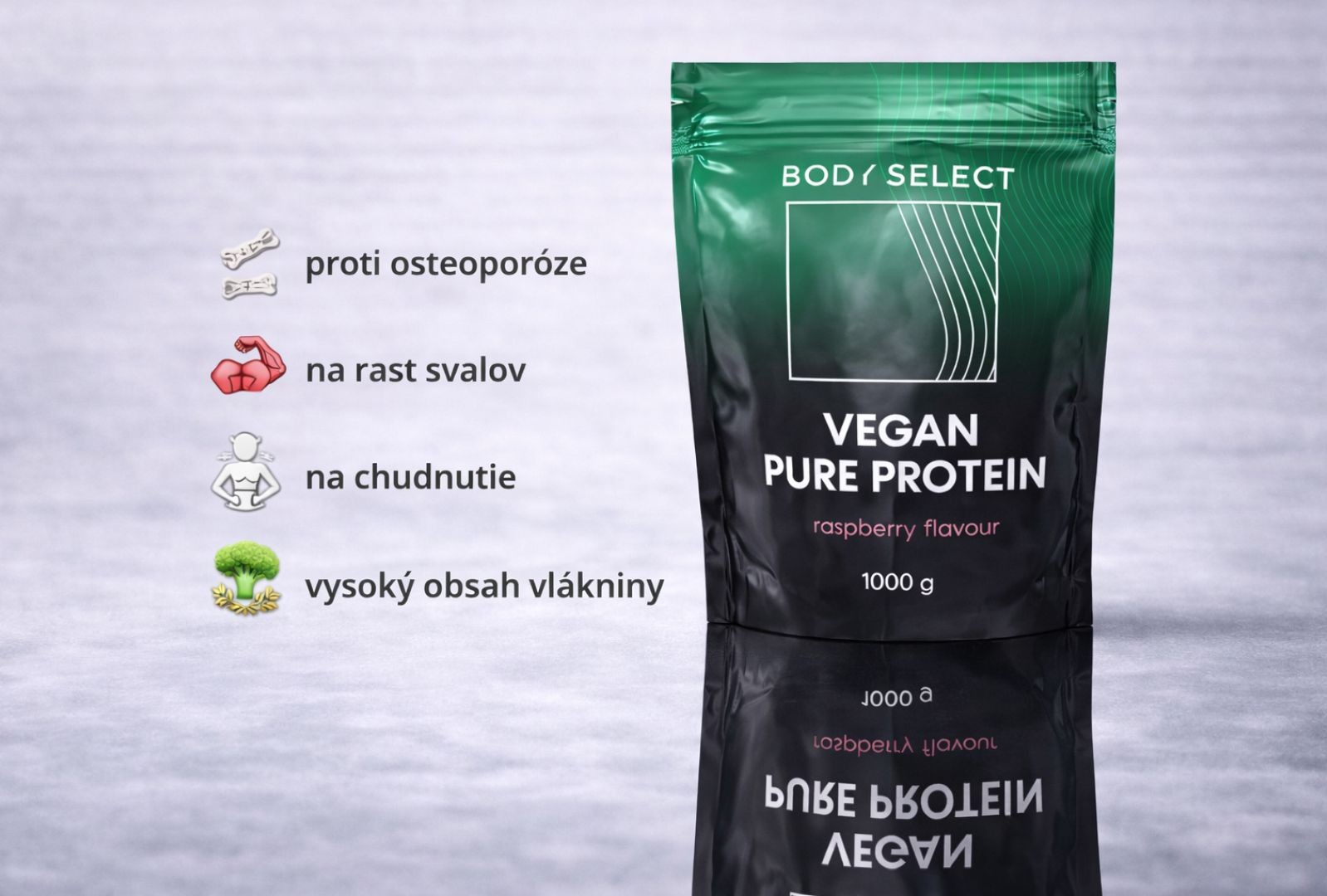 Malinový vegánsky proteín bez laktózy, ideálne pre vegánov, BodyMind