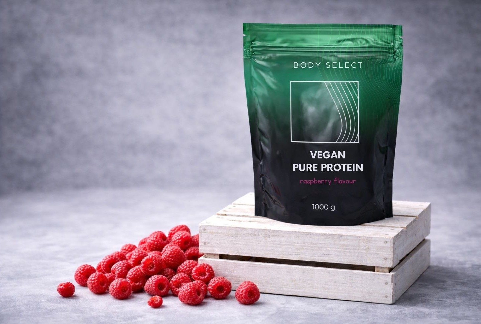 Vegánsky proteín Malinová príchuť, doplnok výživy pre športovcov,BodyMind