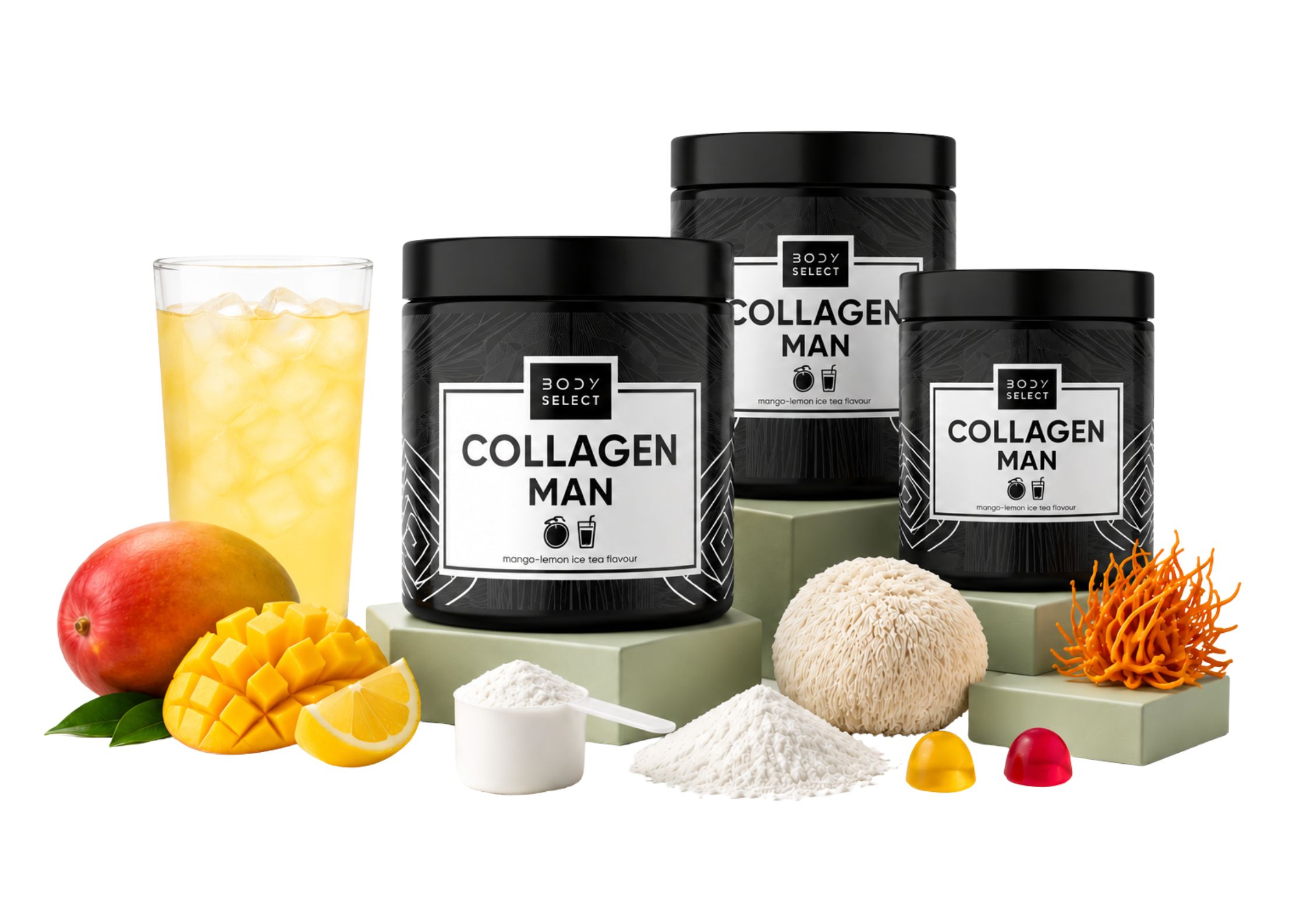 Kolagén MAN mango-citrón, rýchla regenerácia pokožky, BodyMind