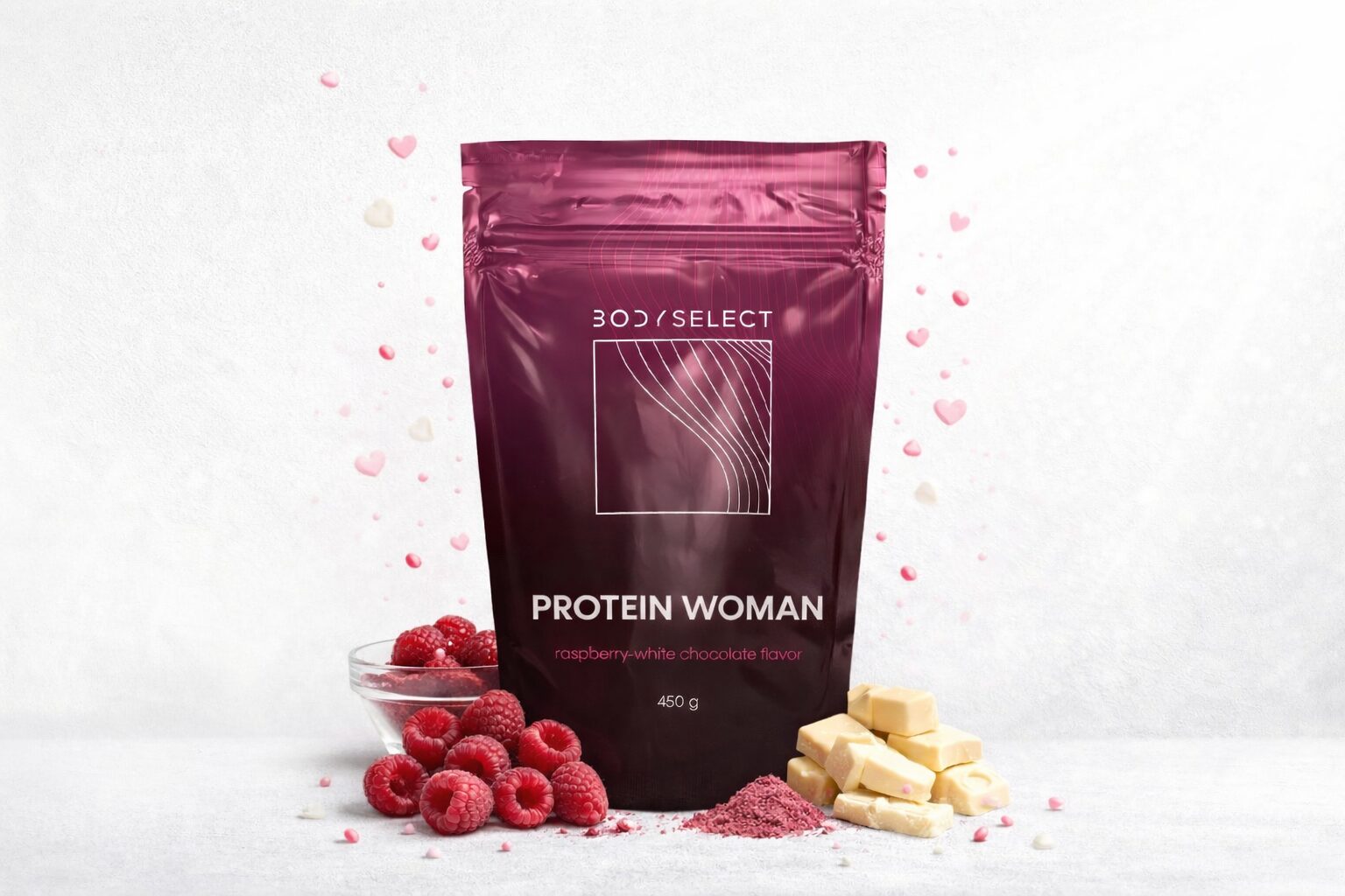 Ženský proteín Malina-čokoláada, krása svalov, BodyMind