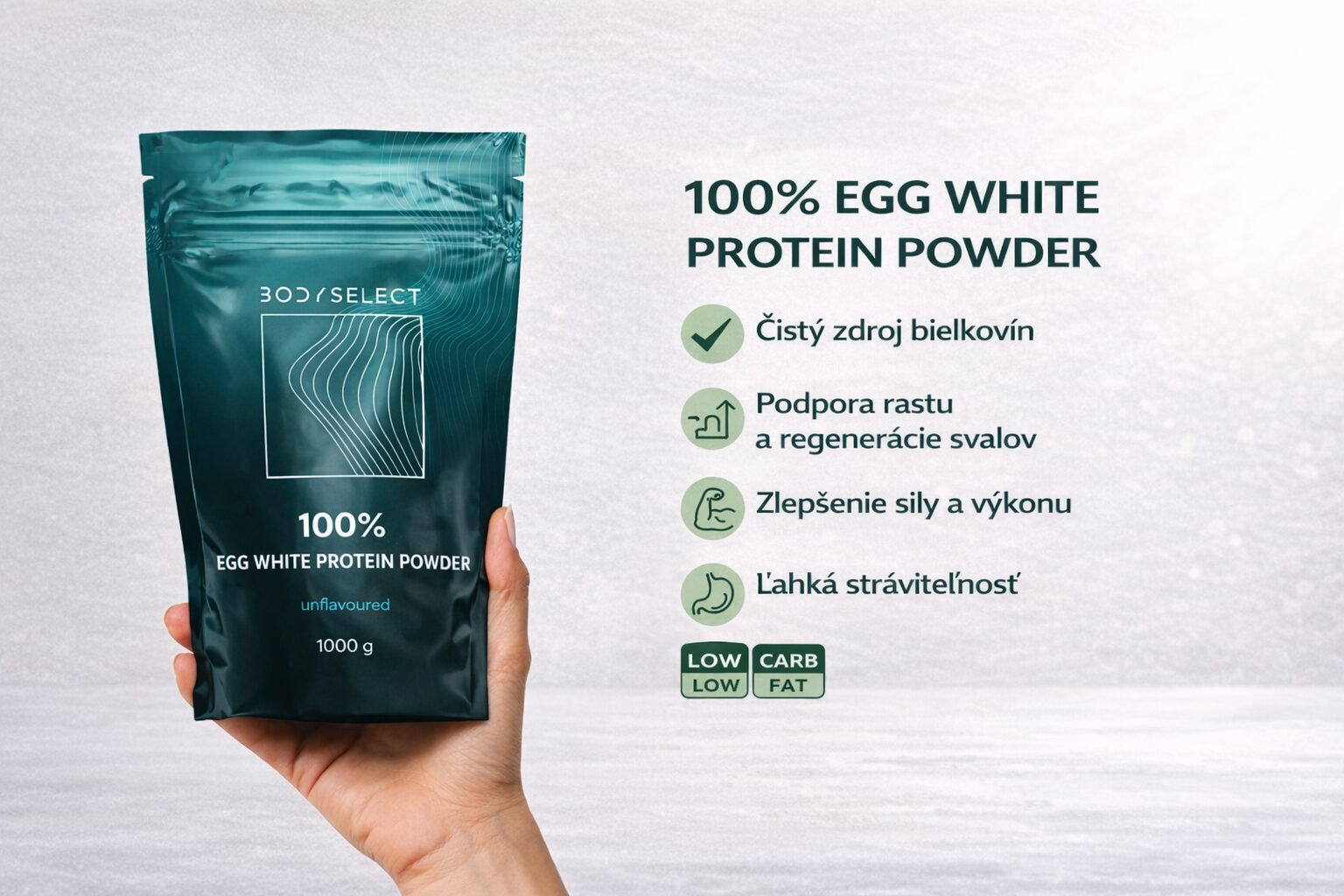 100% egg white protein, pre lepšiu regeneráciu svalov, BodyMind