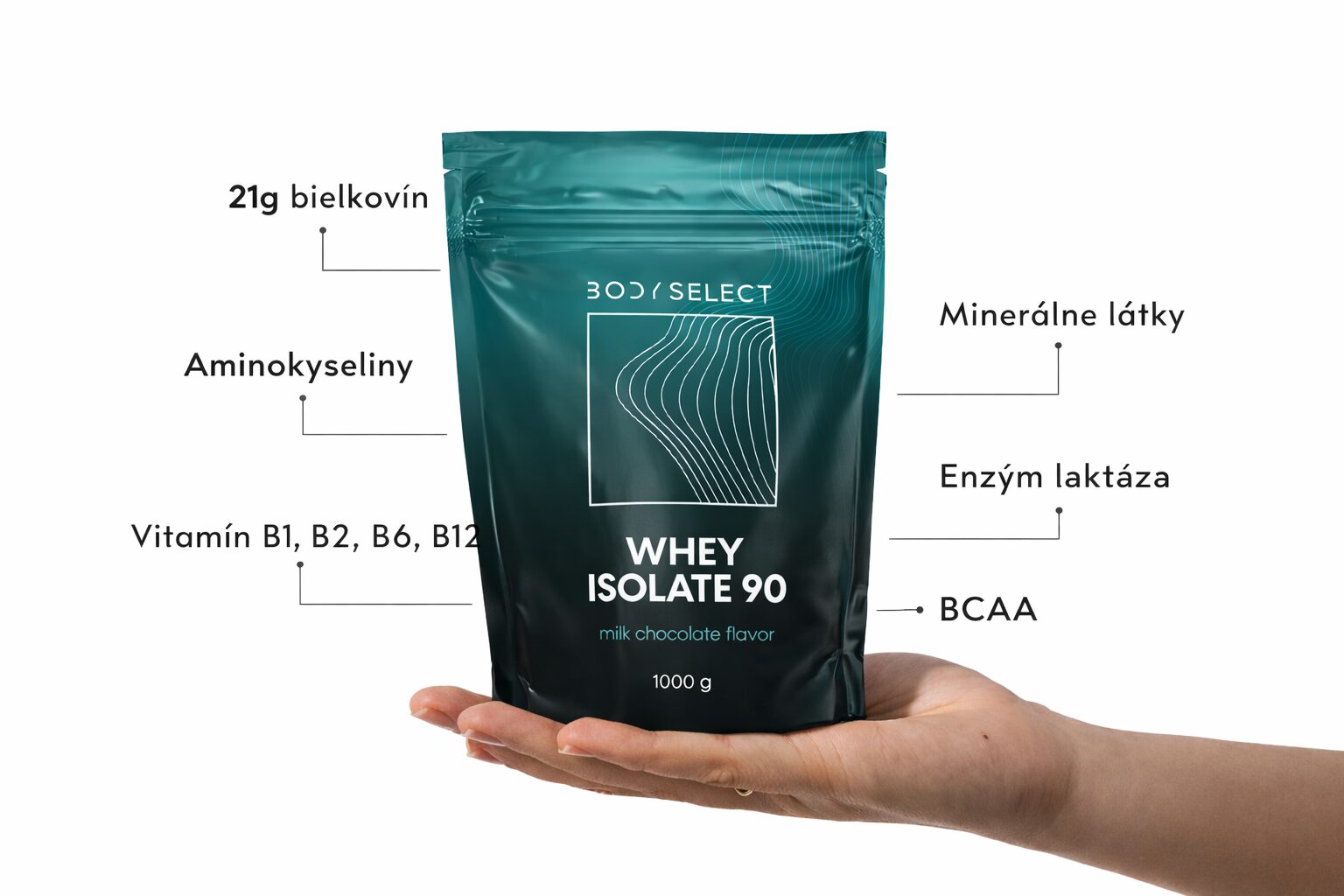 Proteínový izolát Mliečna čokoláda 1000g, zdravie kostí a svalov, BodyMind
