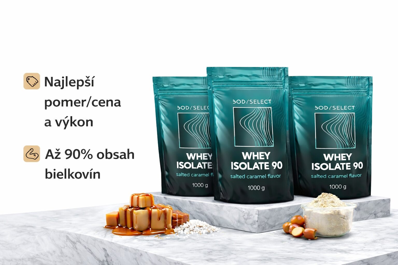 Srvátkový izolát s najčistejším zložením pre rast a ochranu svalov od BodyMind.sk Srvátkový izolát Slaný karamel, čístý proteín na regeneráciu, BodyMind