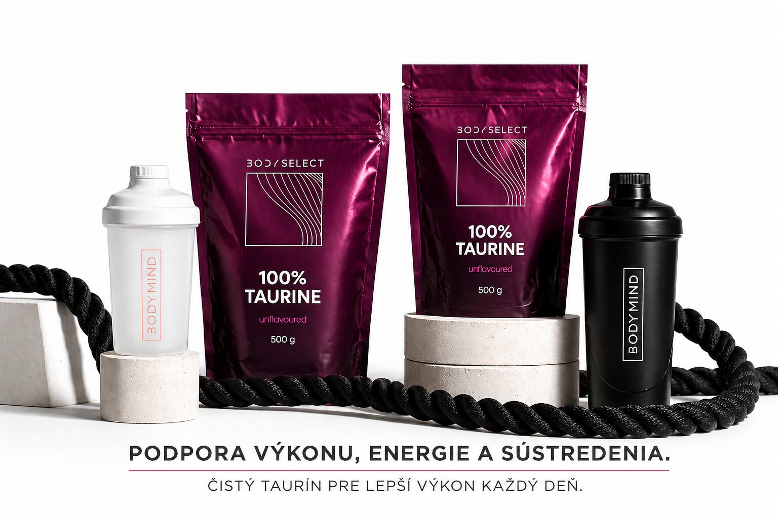 Taurín prášok čistý 100%, podporuje silu a energiu, BodyMind