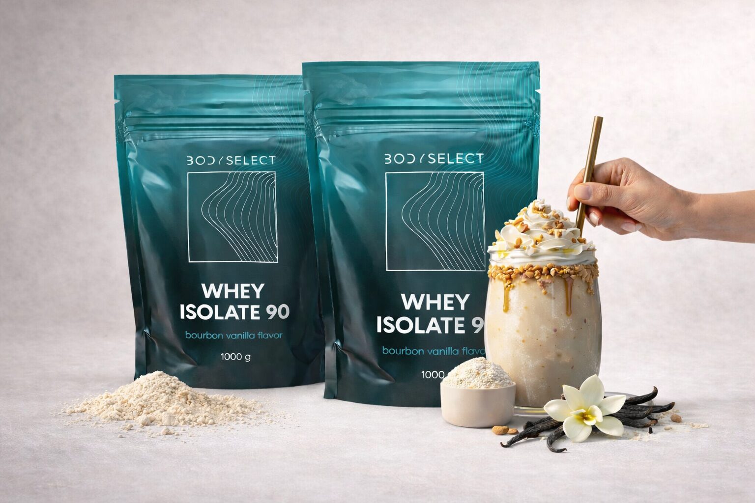 Srvátkový izolát Bourbon vanilka 1000g, pre rast a regeneráciu svalov, BodyMind