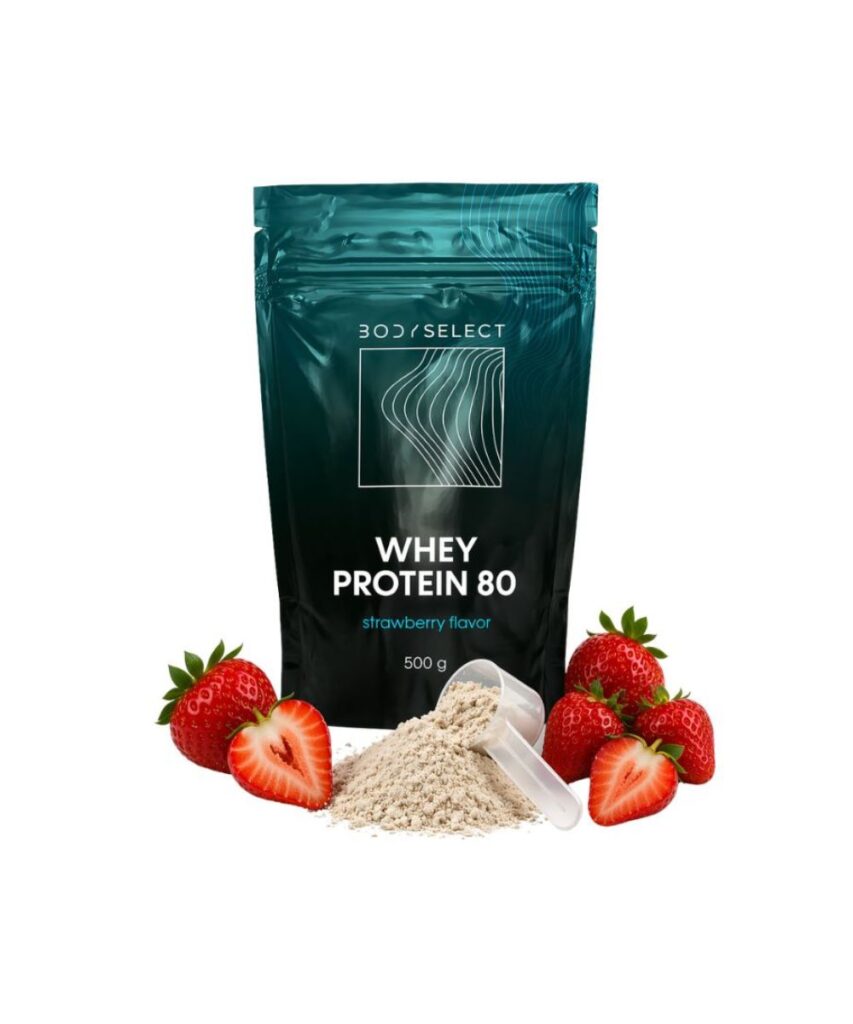 Srvátkový proteín jahoda, vysoký obsah bielkovín, BodyMind
