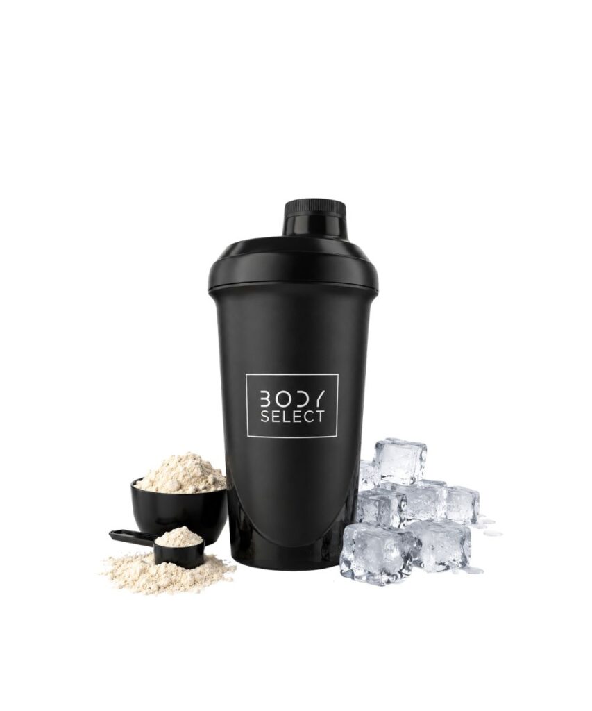 Shaker čierny 500ml, do fitka, BodyMind