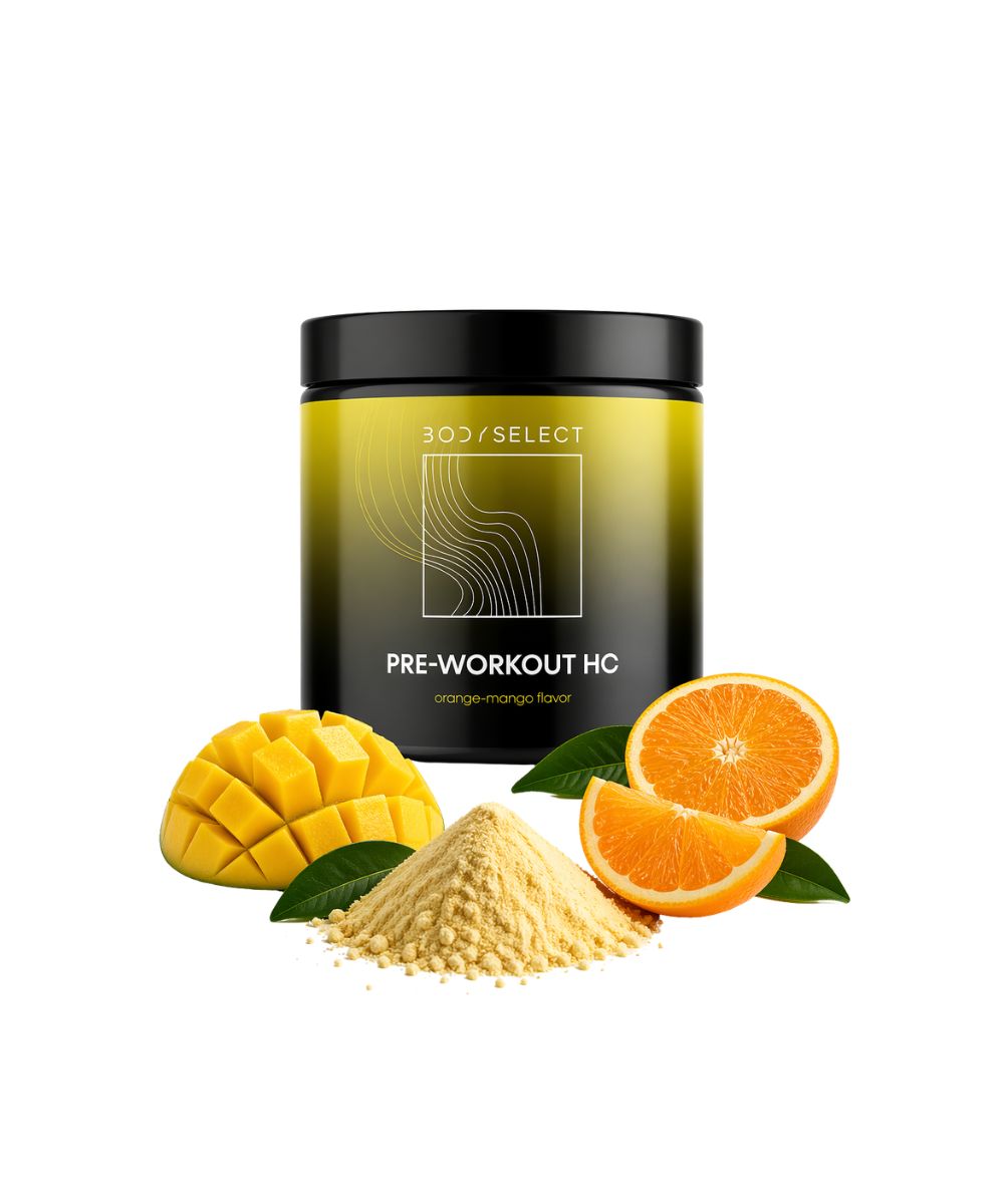 Pred tréningový stimulant Pomaranč mango 450g, pumpa pre telo, BodyMind