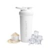 Nerezový shaker biely 900ml, do gymu a fitka, BodyMind