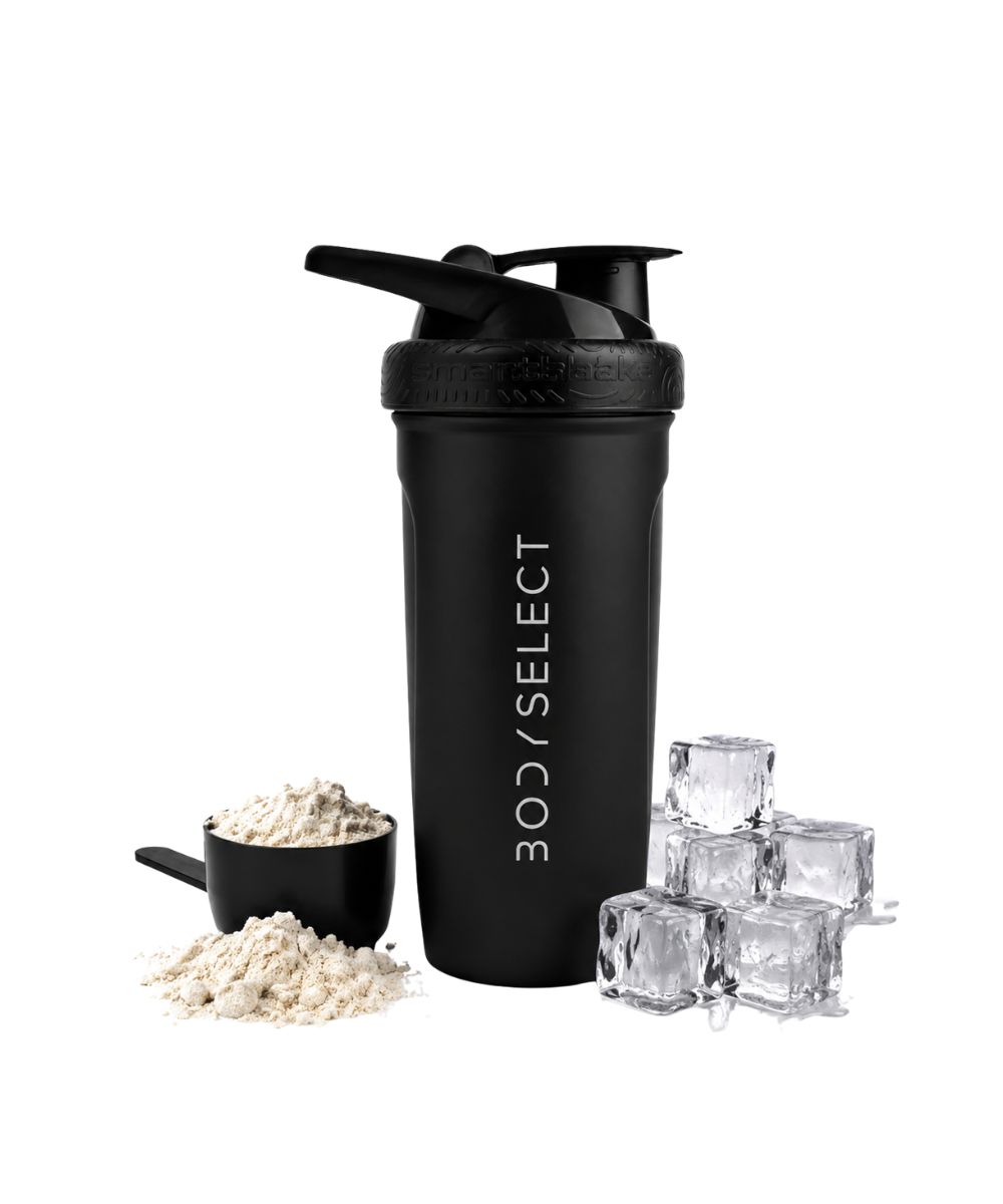 Nerezový shaker čierny 900ml, do posilňovne a fitka, BodyMind
