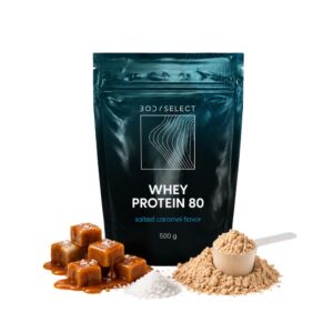 Srvátkový proteín Slaný karamel 500 g, vysoký obsah bielkovín, BodyMind