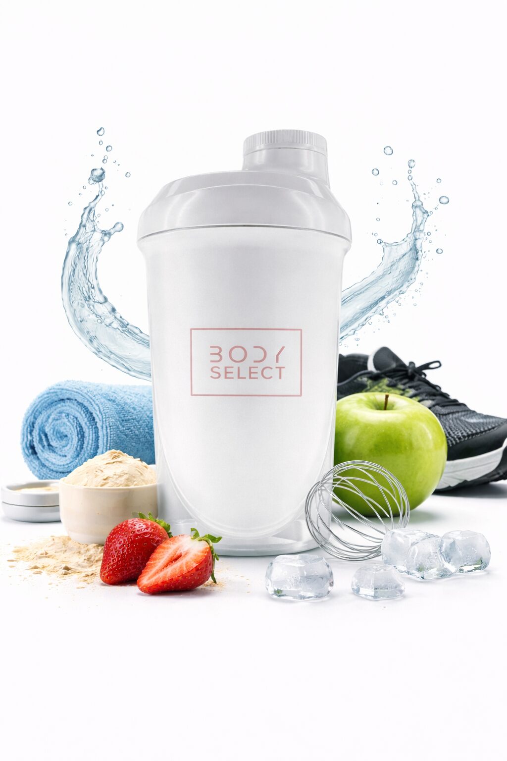Shaker biely 500ml, do gymu, BodyMind