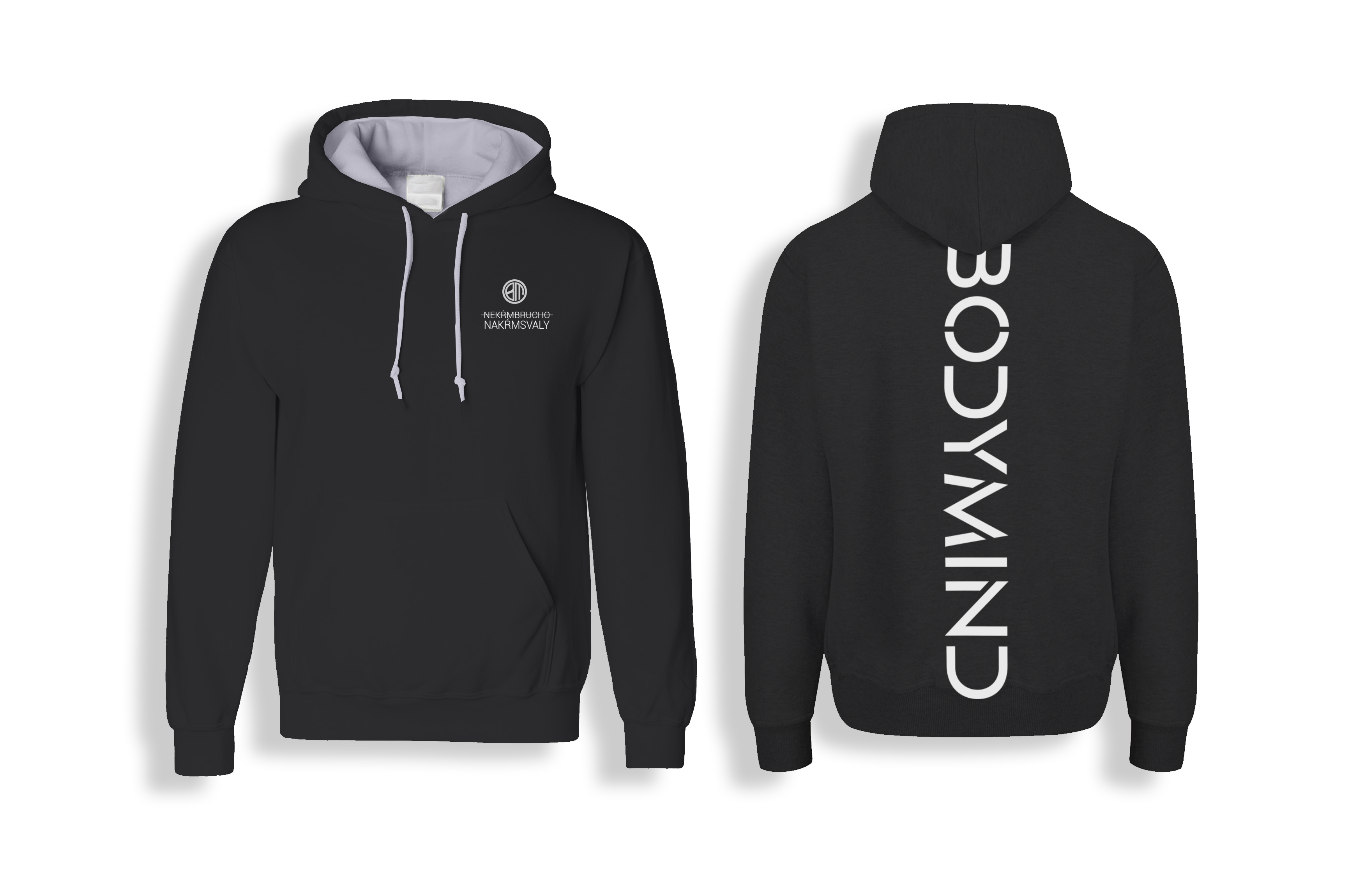 Mikina Hoodie čierna, kvalita tepla, BodyMind