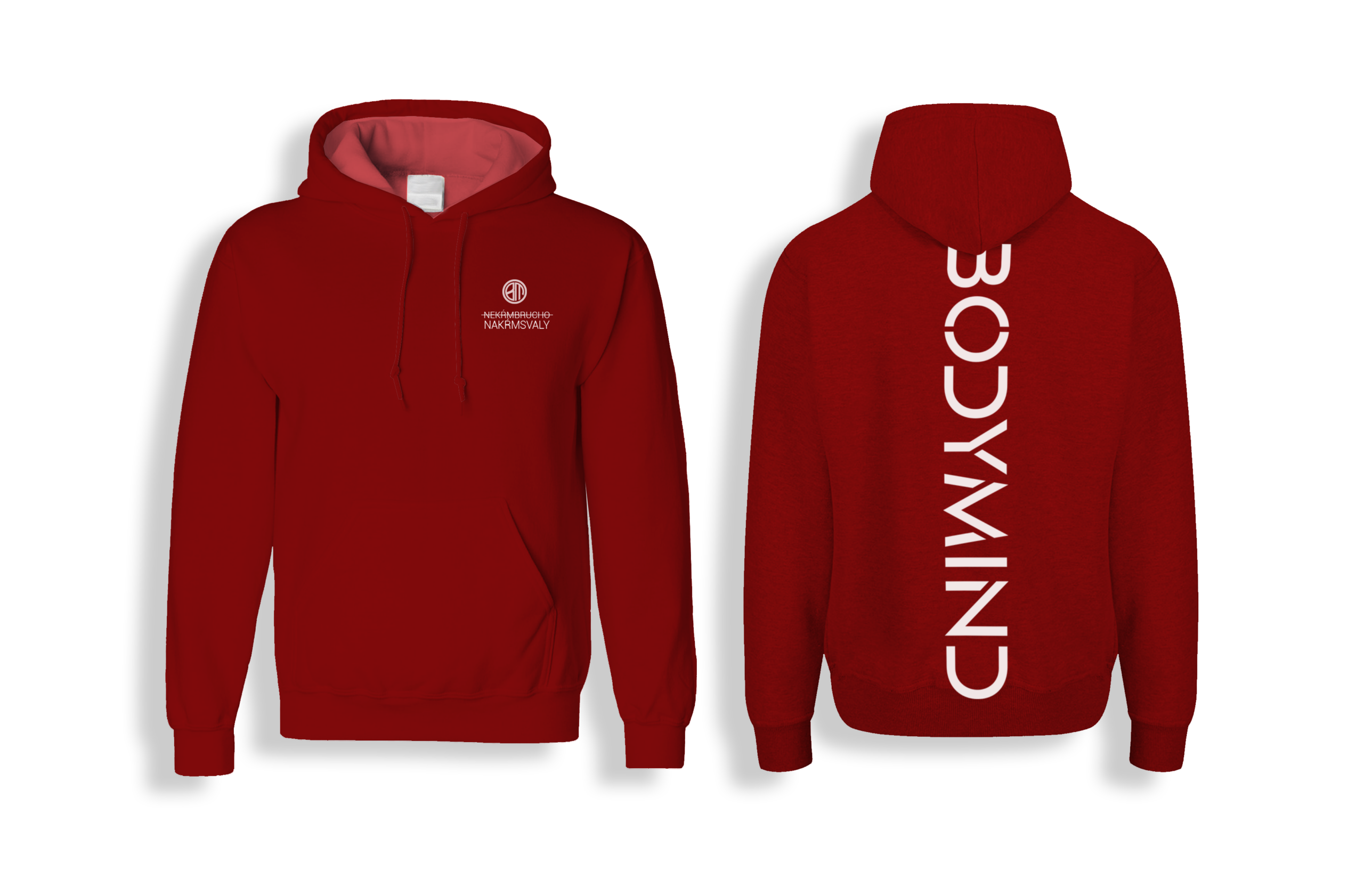 Mikina Hoodie červená, kvalita tepla, BodyMind