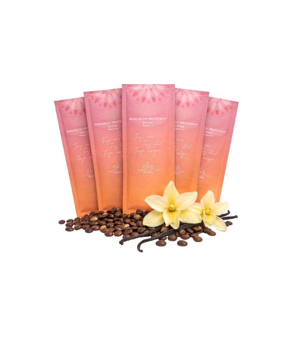 Raňajkový proteínový nápoj Vanilka-káva, pre rast svalov, BodyMind