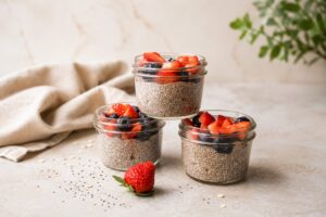 Chia puding s vanilkovým proteínom, vysoký obsah vlákniny a bielkovín, BodyMind